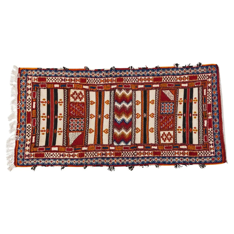 Boho Chic Moroccan Handwoven Wool Rectangular Rug with Abstract Design