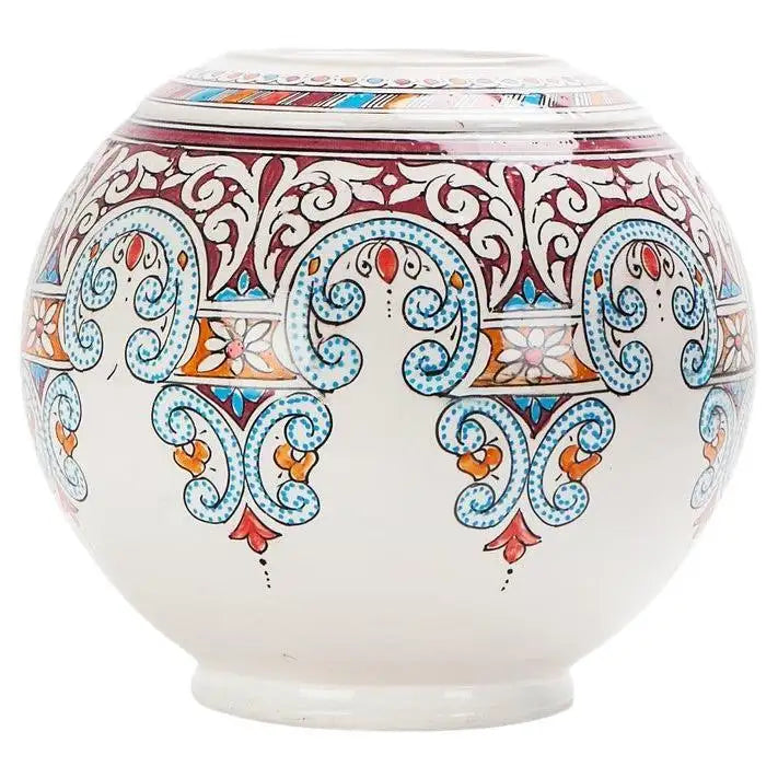 Vintage Hand Painted Ceramic Moroccan Vase or Urn