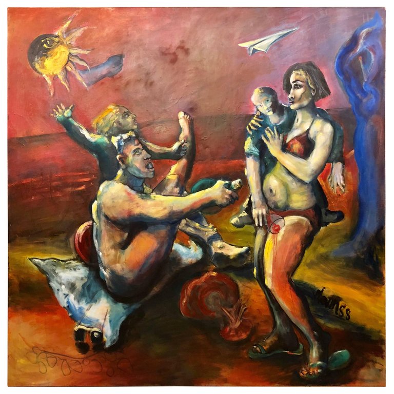 Oil on Canvas Signed and Dated 'A Place in the Sun' by D. Nevins '88