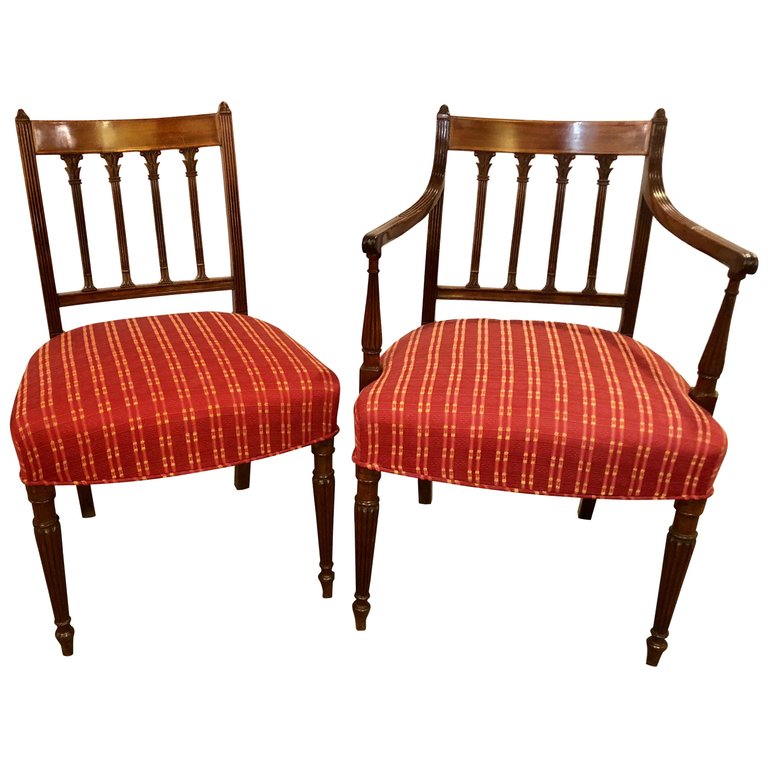 Set of Seven Late 19th Early 20th Century Georgian Style Dining Chairs