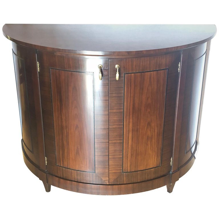 Demilune Georgian Style Baker Flame Mahogany Sideboard or Server Ebony Inlays