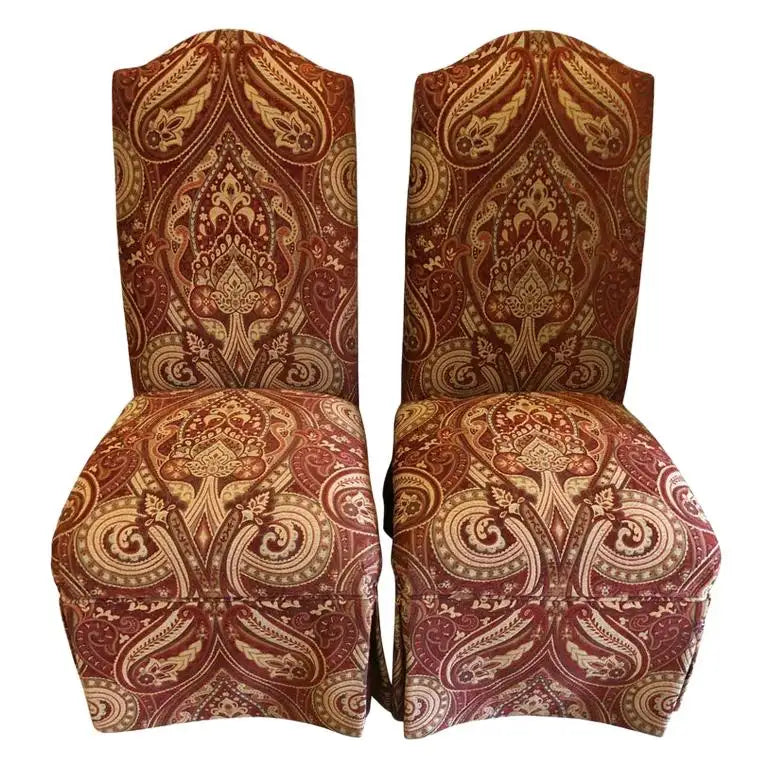 Drexel Heritage Side Chair in Burgundy & a Fine Upholstery, a Pair