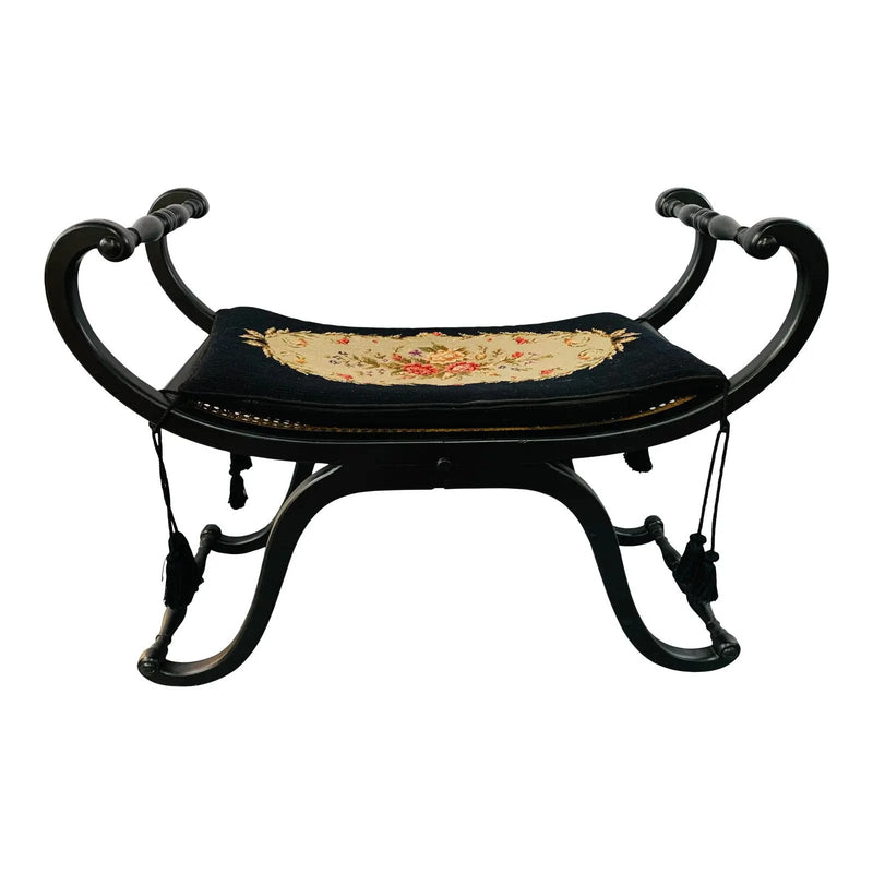 1920s Vintage Curved Hammered Bench