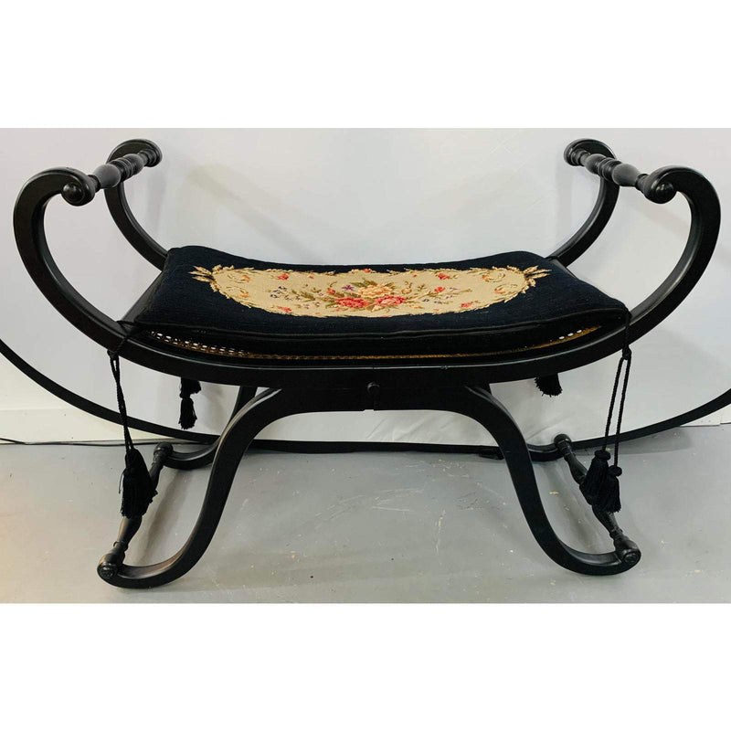 1920s Vintage Curved Hammered Bench