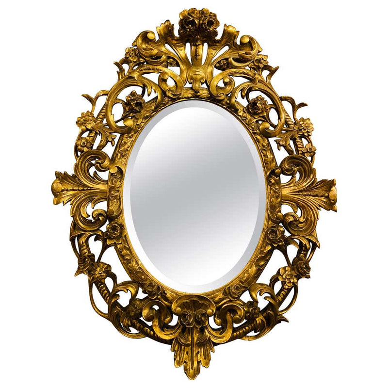 19th Century Console, Pier or Wall Mirror, Giltwood & Gesso Louis XV