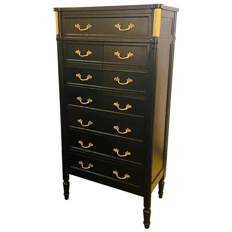 Hollywood Regency Bar, Abattant or Ebony Chest in Manner of Maison Jansen