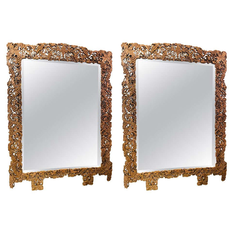 1920s Burmese Monumental Wall or Pier Mirrors, a Pair