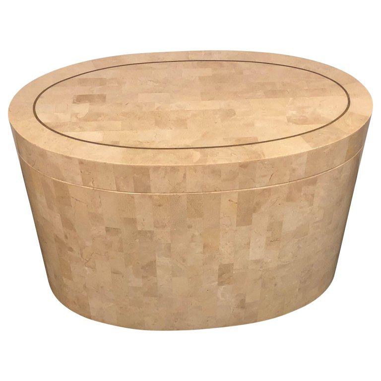 1980s Hollywood Regency Tessellated Bone Swivel Expanding Coffee Table