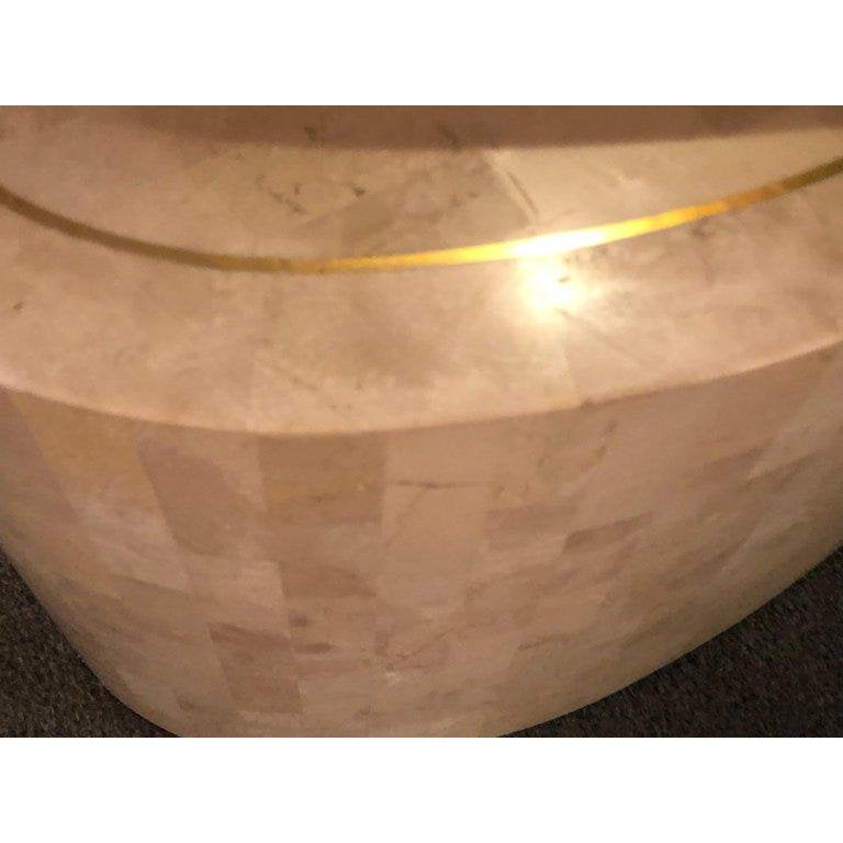 1980s Hollywood Regency Tessellated Bone Swivel Expanding Coffee Table