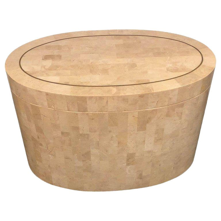 1980s Hollywood Regency Tessellated Bone Swivel Expanding Coffee Table