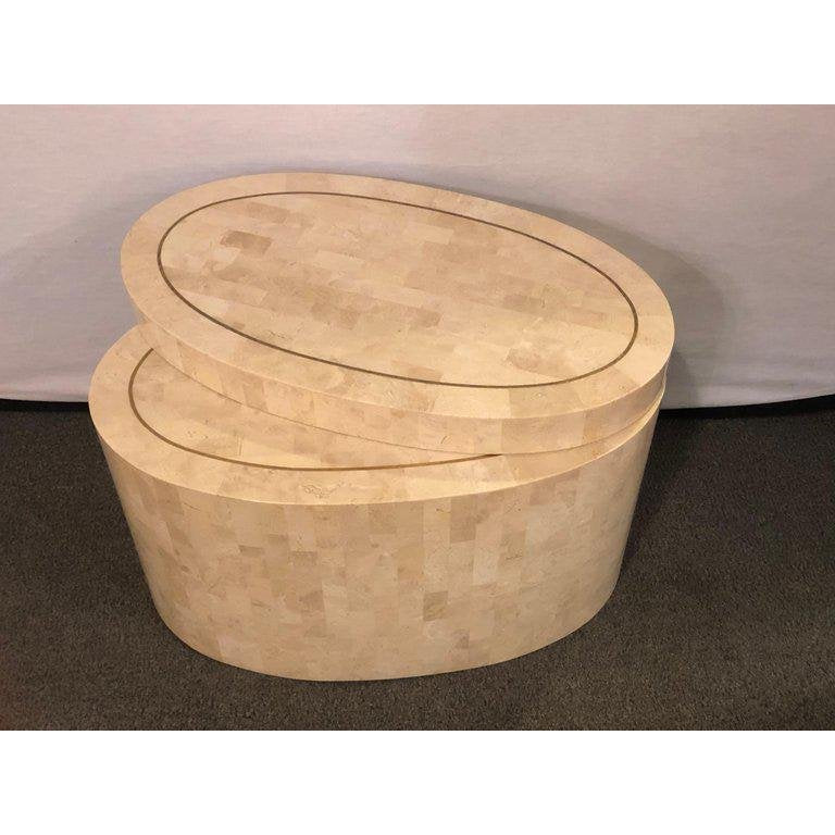 1980s Hollywood Regency Tessellated Bone Swivel Expanding Coffee Table