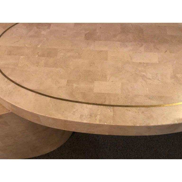 1980s Hollywood Regency Tessellated Bone Swivel Expanding Coffee Table
