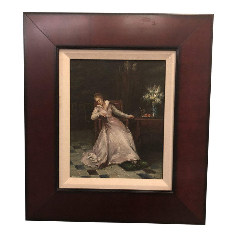 1980s Oil on Canvas Portrait Painting