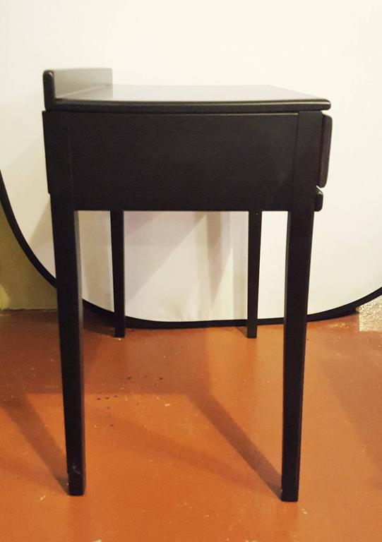 Ebonized Vanity or Desk With Single Drawer Hollywood Regency Style