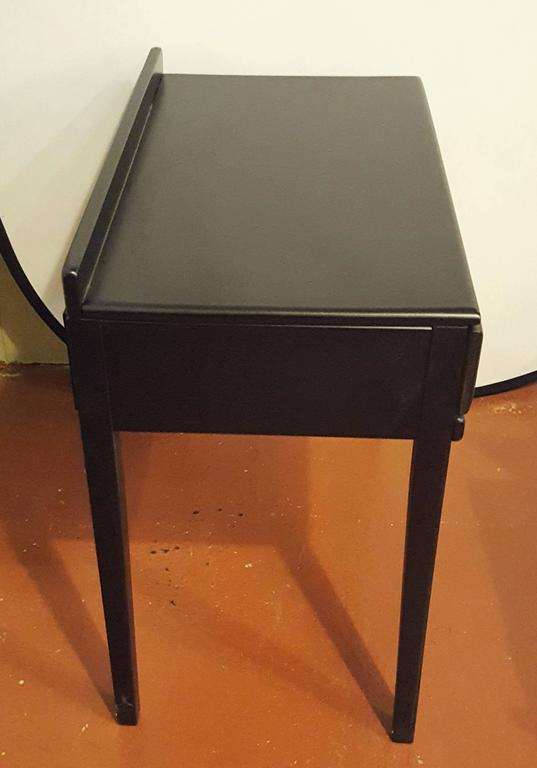 Ebonized Vanity or Desk With Single Drawer Hollywood Regency Style