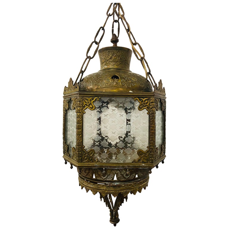 Antique English Gilt Bronze Lantern