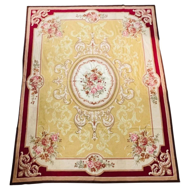French Victorian Aubusson Style Large Needlepoint Tapestry, Carpet or Rug