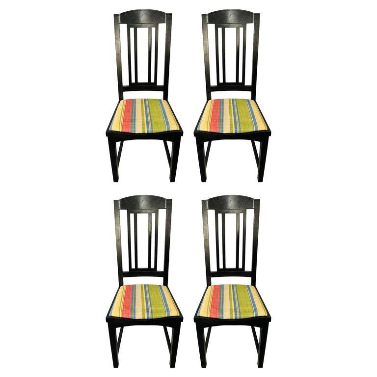 Pace Collection Black Upholstered Dining Chairs, a Set of 4