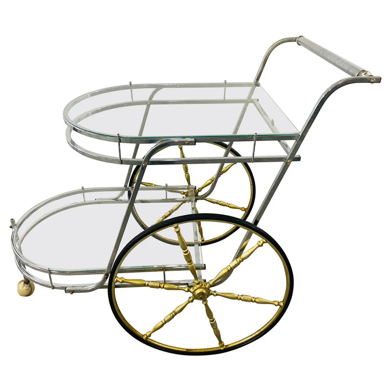 Mid-Century Modern Two-Tier Bar or Tea Serving Cart