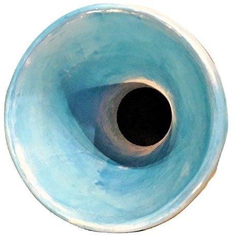 Vintage Turquoise Vase with Upper Gold Trim