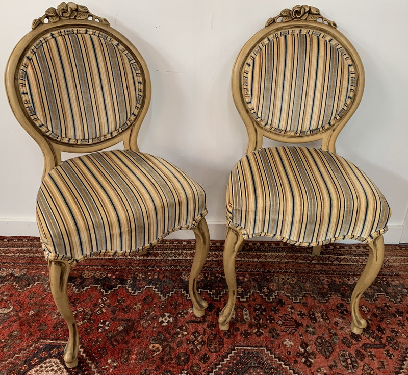 Louis XV Style Oval Back Side Chair, a Pair