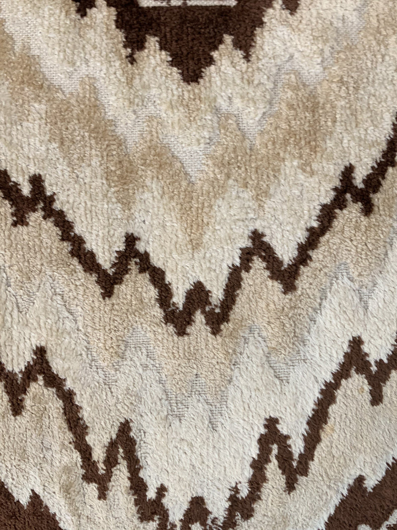 Side Chair with Chevron Striped Upholstery and Hand-carved Legs, a Pair