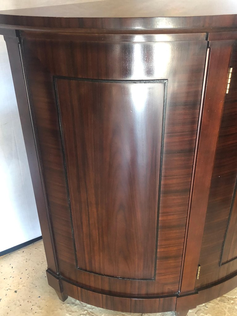Demilune Georgian Style Baker Flame Mahogany Sideboard or Server Ebony Inlays