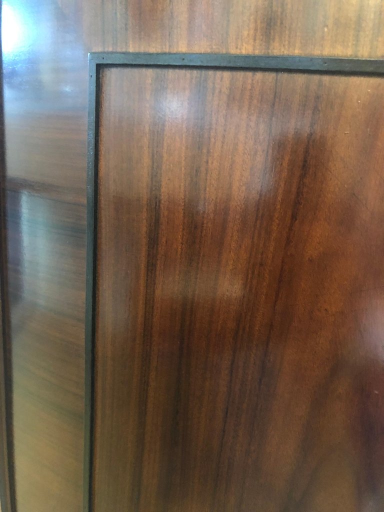 Demilune Georgian Style Baker Flame Mahogany Sideboard or Server Ebony Inlays