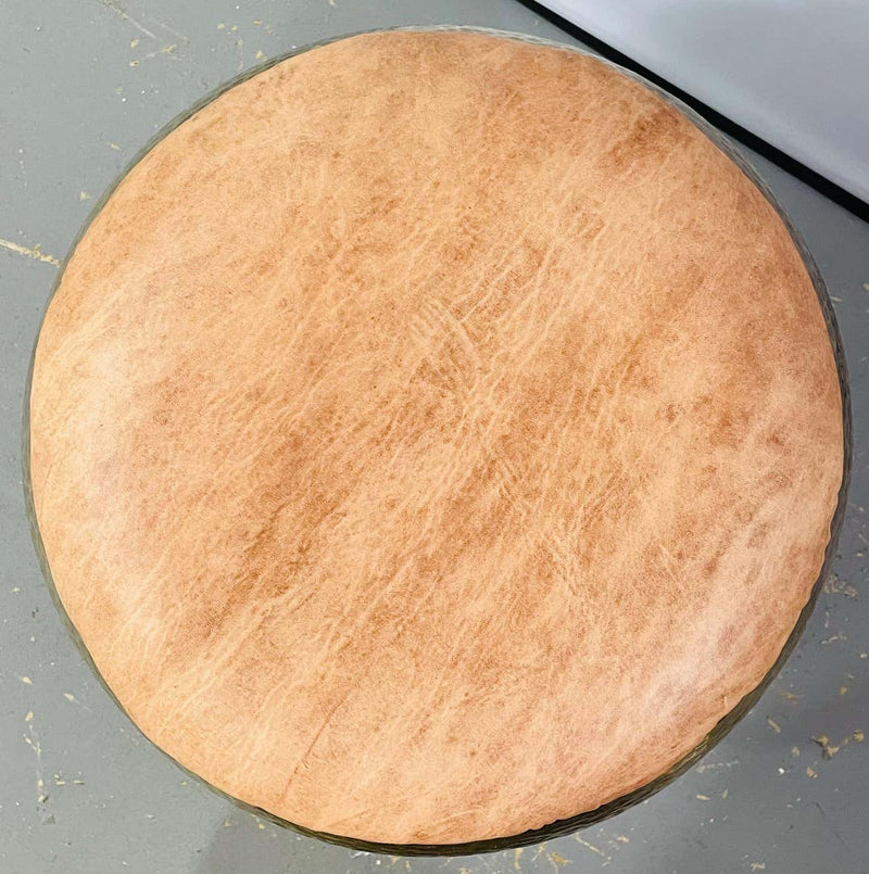 Mid Century Modern Brass Ottoman, Stool or Side Table With Leather Top, Set of 4