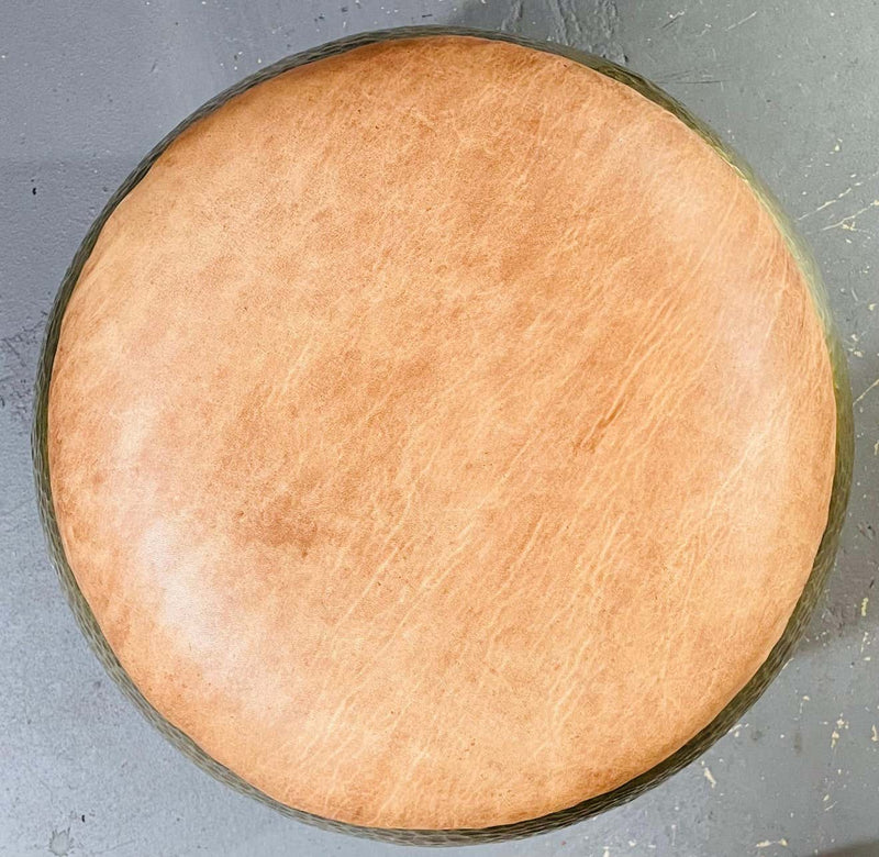 Mid Century Modern Brass Ottoman, Stool or Side Table With Leather Top, Set of 4