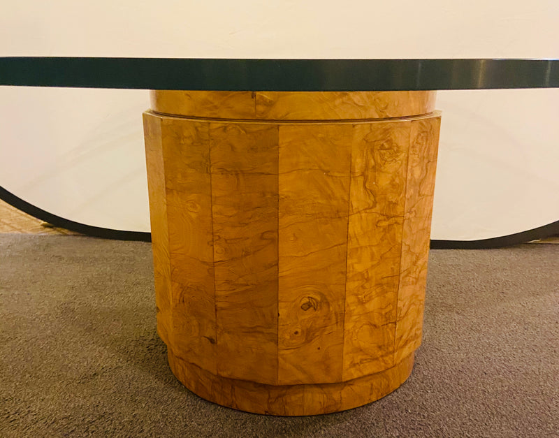 Edward Wormley for Dunbar Glass and Olive Burl Wood Low Table