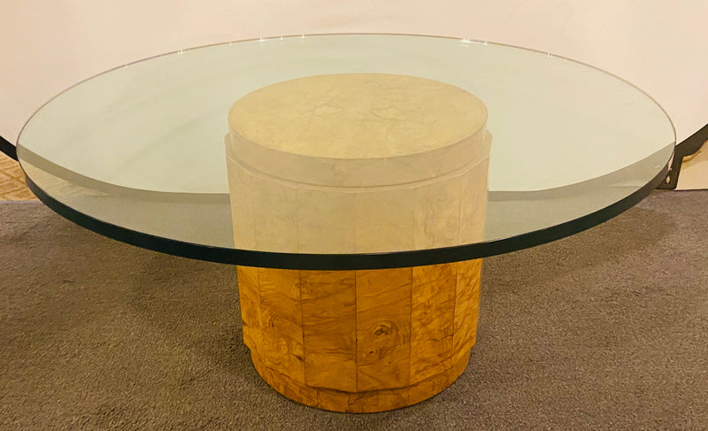 Edward Wormley for Dunbar Glass and Olive Burl Wood Low Table