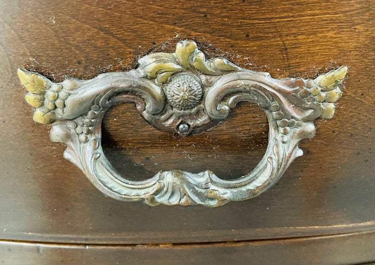 French Provincial 3 Drawer Mahogany Gilt Decorated Nightstand Table , a Pair