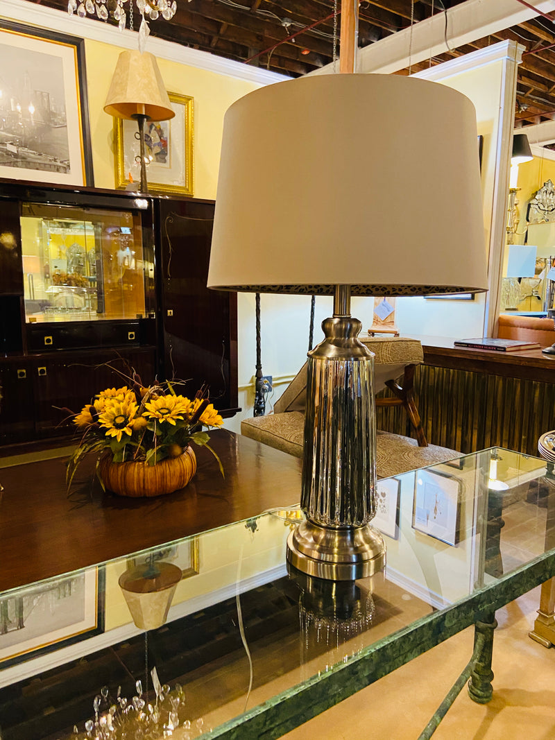 A Mercury Modern Lamp with Custom Shades