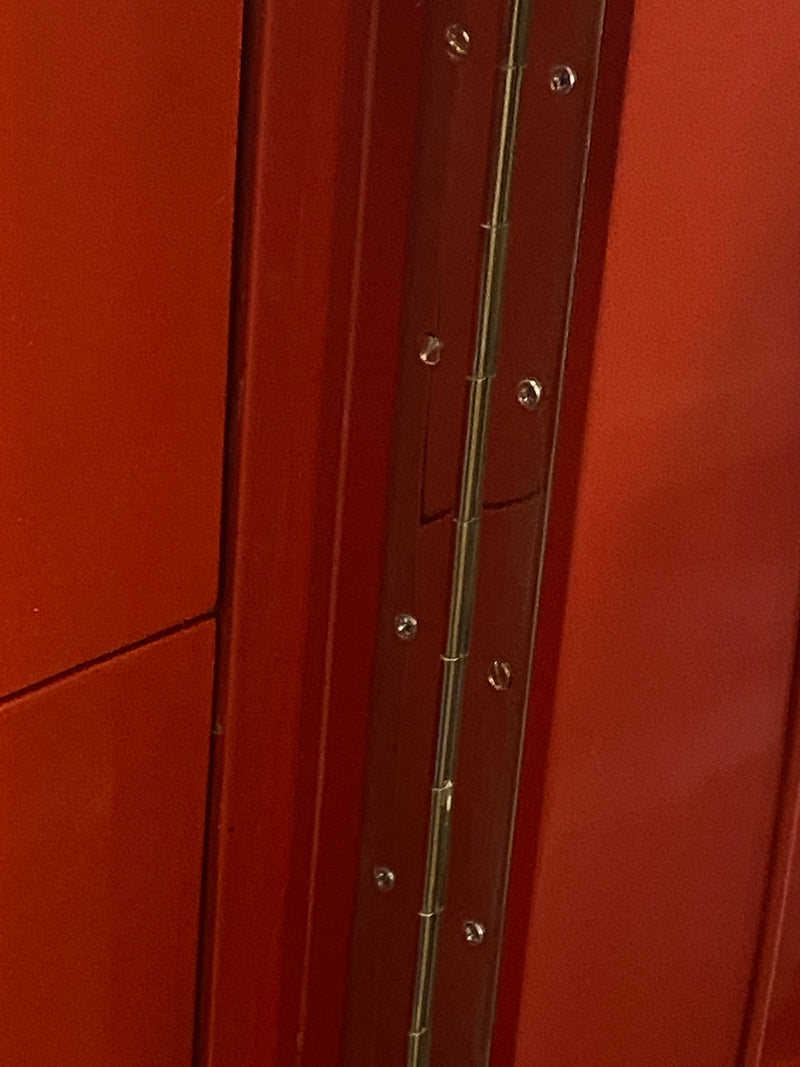A Parzinger Style Cabinet, Commode or Server Lacquered in Red and White