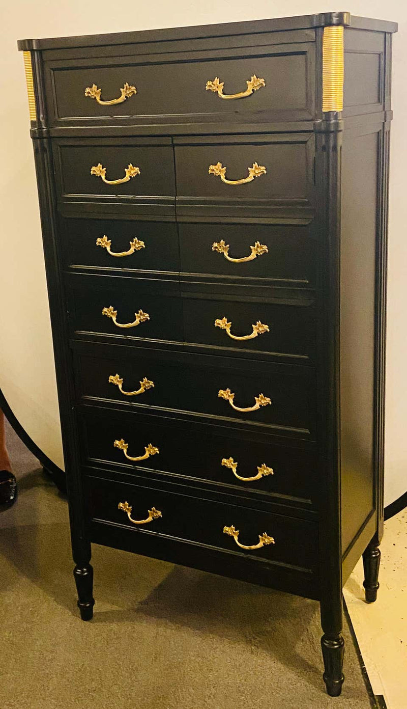 Hollywood Regency Bar, Abattant or Ebony Chest in Manner of Maison Jansen