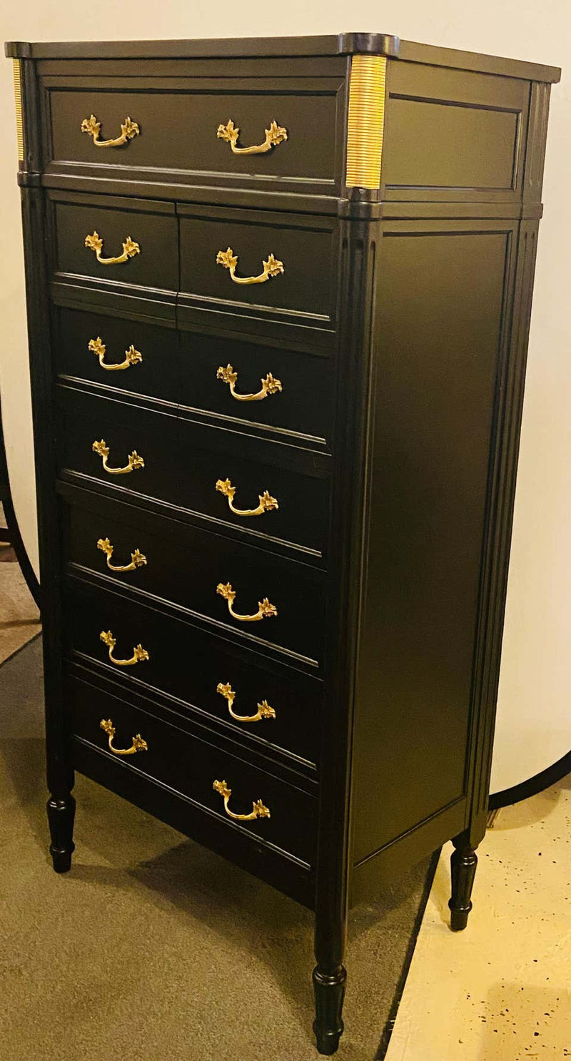 Hollywood Regency Bar, Abattant or Ebony Chest in Manner of Maison Jansen