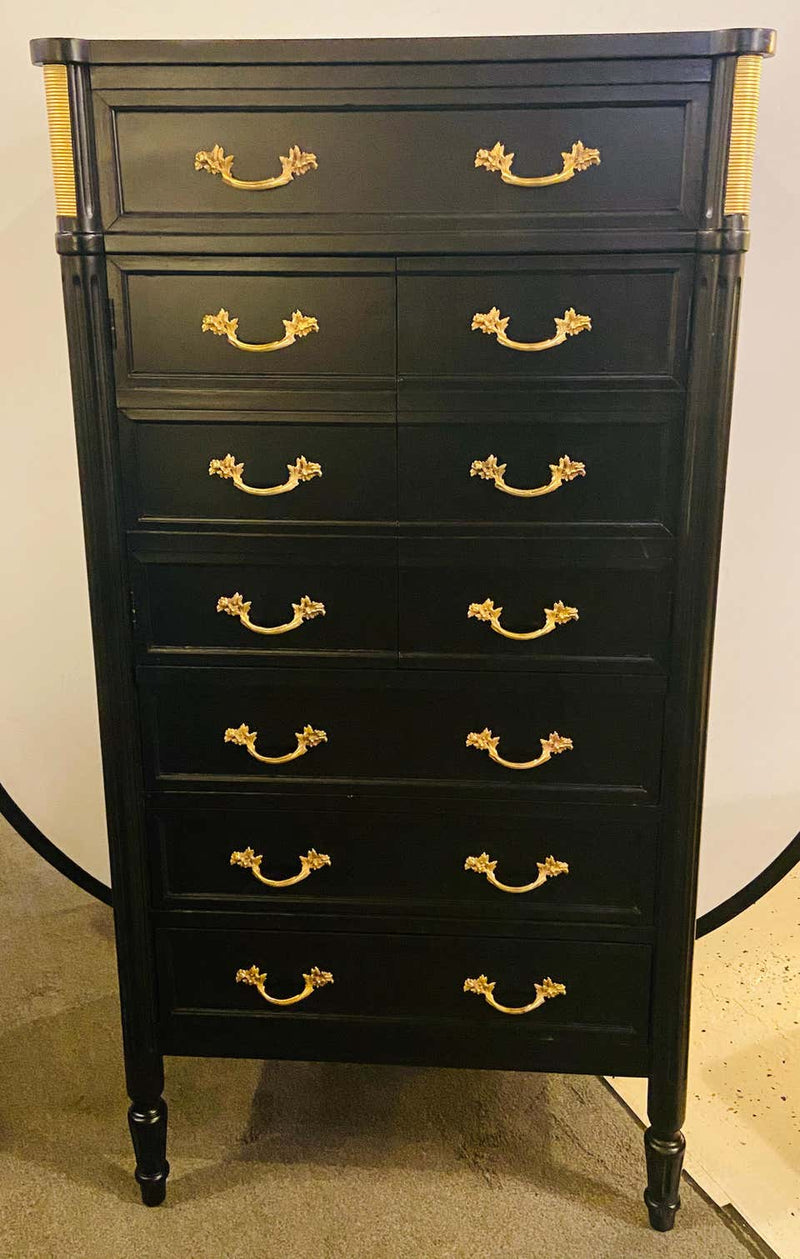 Hollywood Regency Bar, Abattant or Ebony Chest in Manner of Maison Jansen