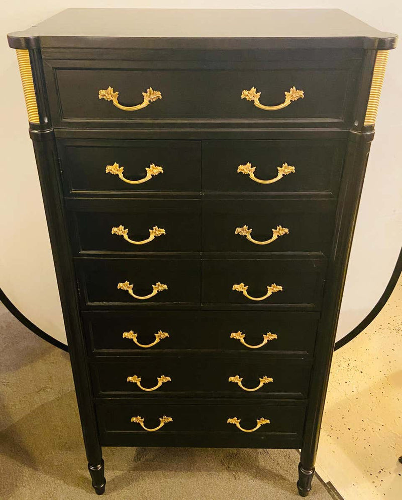 Hollywood Regency Bar, Abattant or Ebony Chest in Manner of Maison Jansen