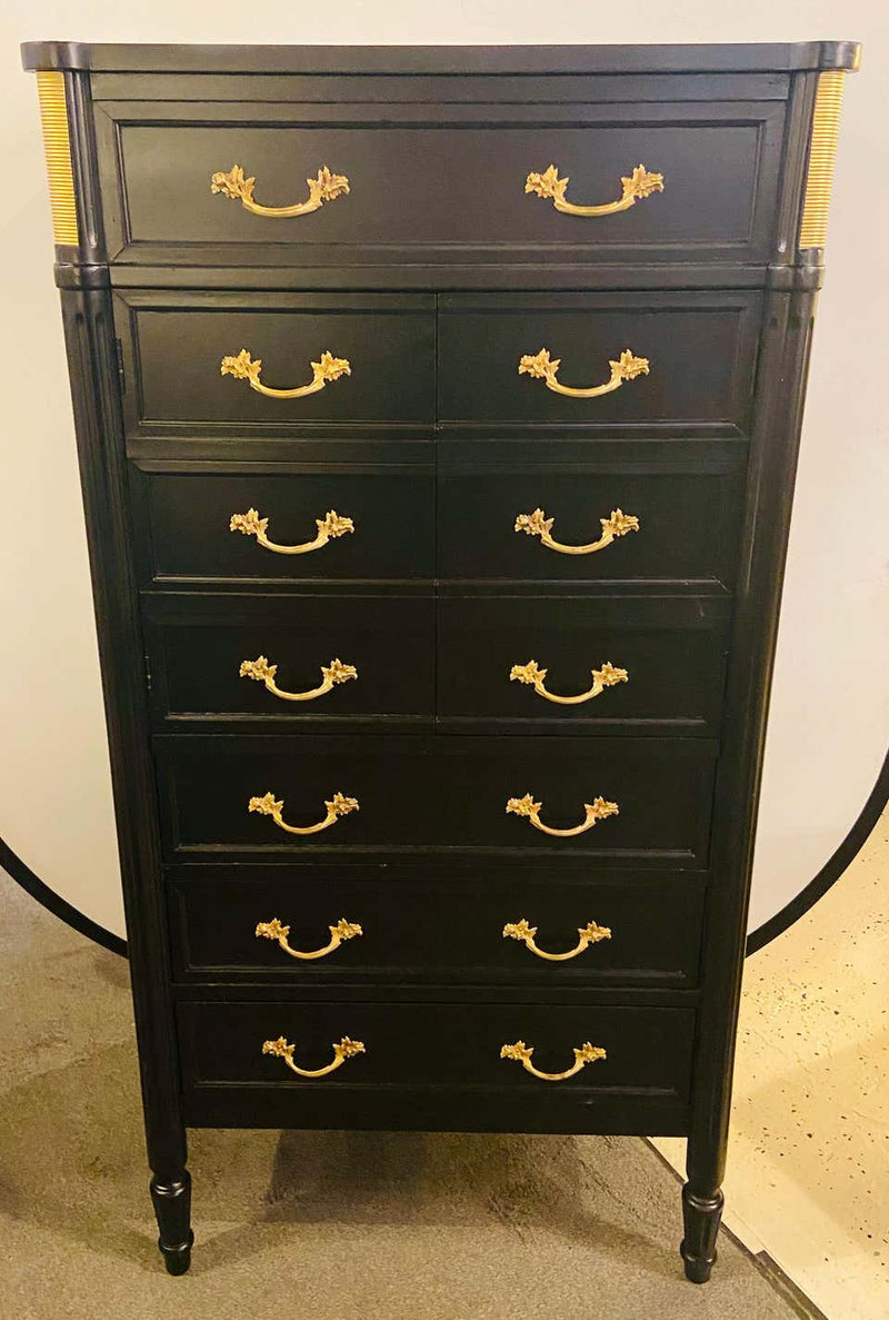 Hollywood Regency Bar, Abattant or Ebony Chest in Manner of Maison Jansen