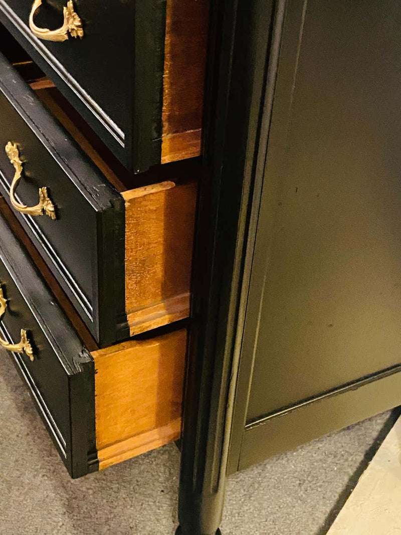 Hollywood Regency Bar, Abattant or Ebony Chest in Manner of Maison Jansen