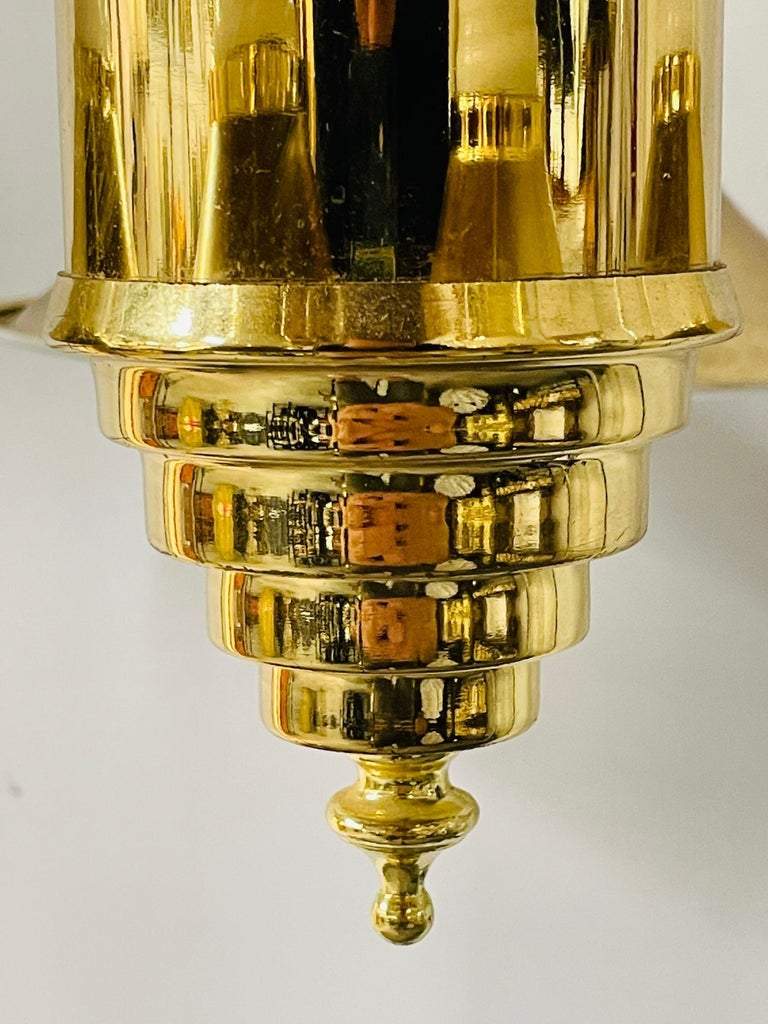 Art Deco Style Brass Torch Style 5 Arms Chandelier or Pendant