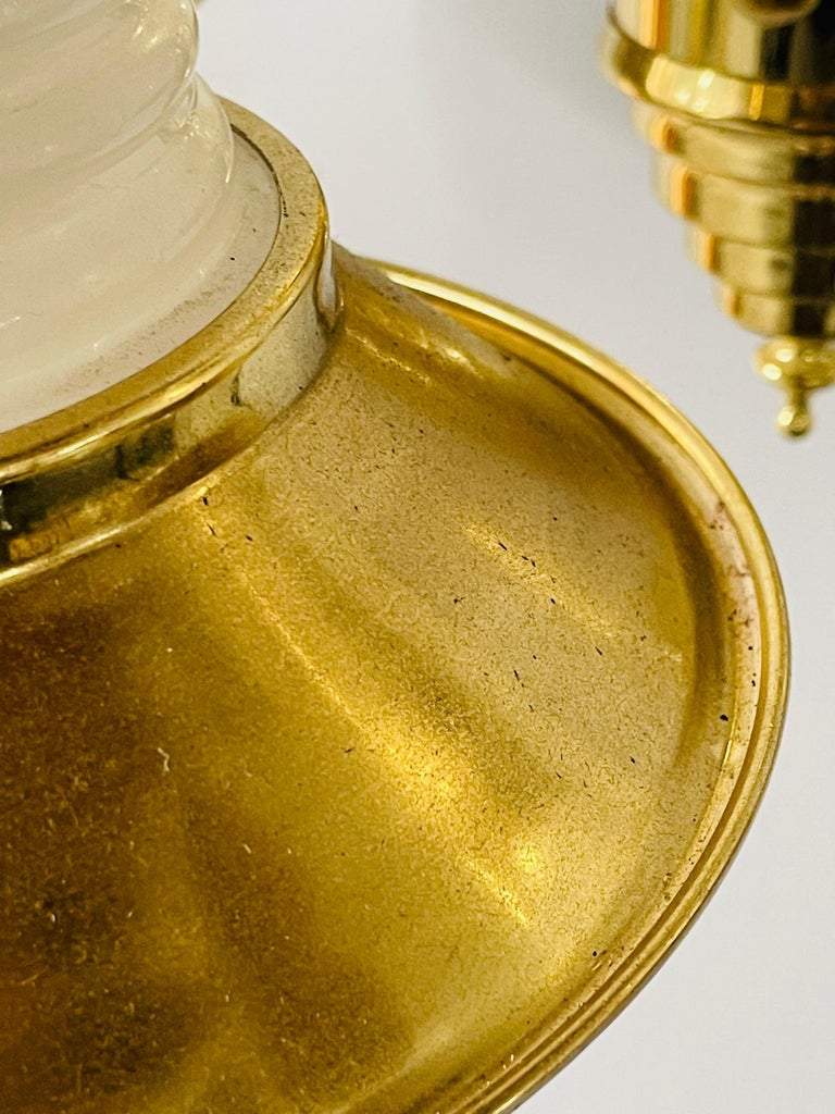 Art Deco Style Brass Torch Style 5 Arms Chandelier or Pendant