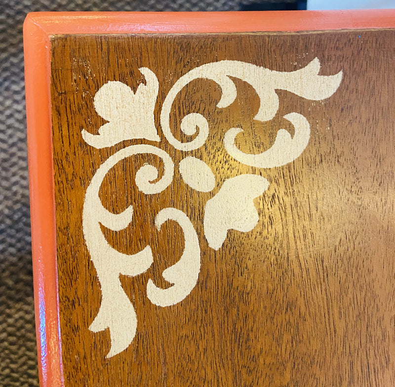 Pair of Walnut Paint Decorated Mid Century Modern End/Night/Lamp/Side Tables