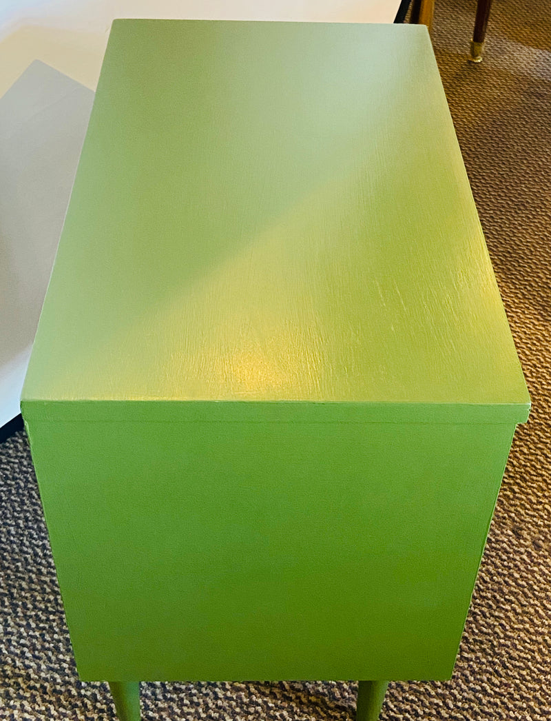 Pair of Mid Century Modern Two Tone Paint Decorated Night Stands or Lamp Tables