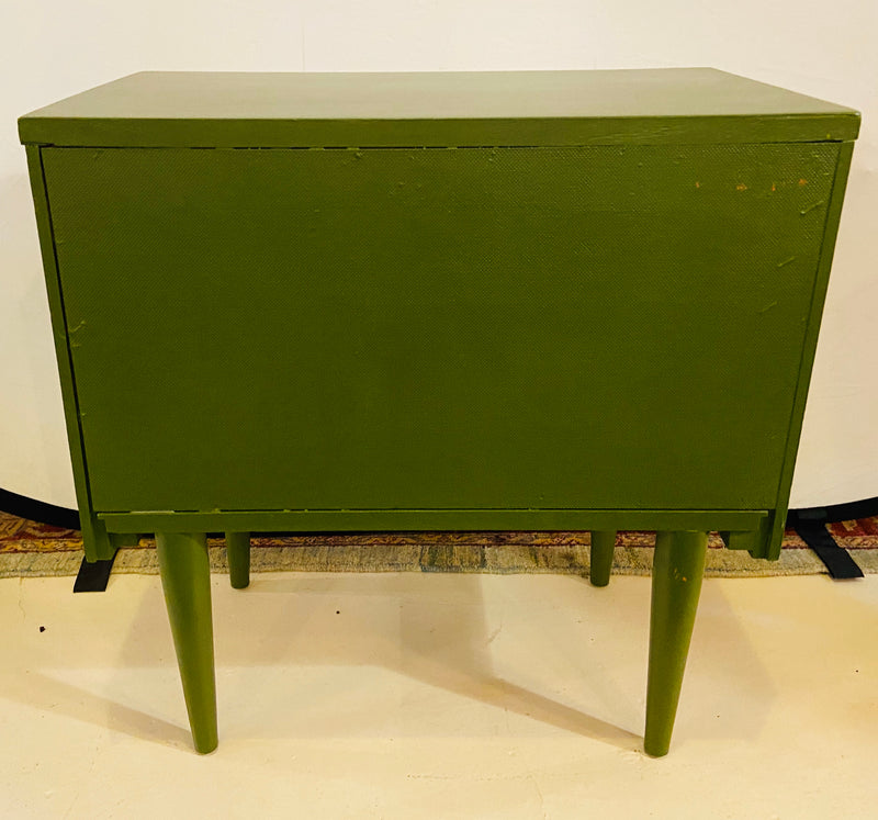 Pair of Mid Century Modern Two Tone Paint Decorated Night Stands or Lamp Tables