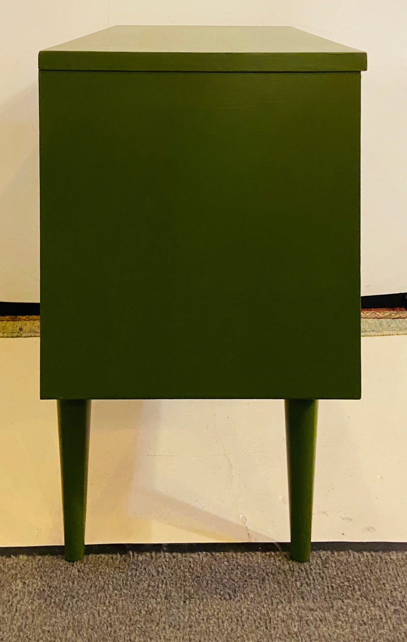 Pair of Mid Century Modern Two Tone Paint Decorated Night Stands or Lamp Tables