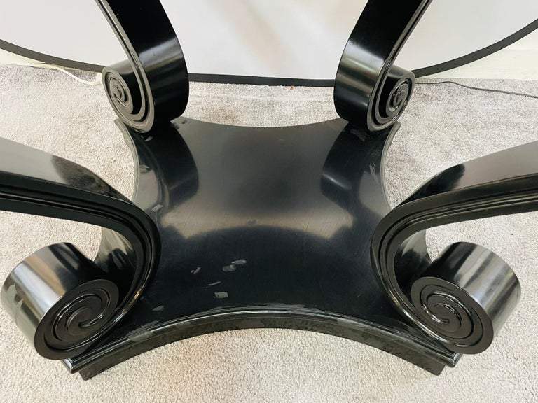 Ralph Lauren Black One Fifth Scroll Hall Table, Neo Romantic 1940's Style