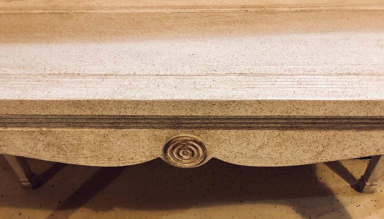 Pair of Custom Quality Hollywood Regency Style Center Console Tables Distressed