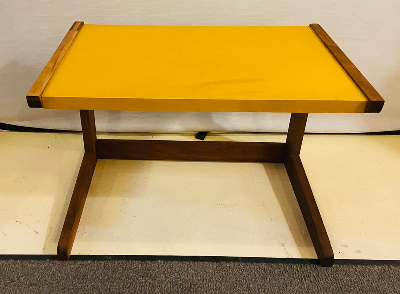 Mid Century Modern Set of Walnut Vinyl Nesting Side Tables By Jens Risom, 1960's